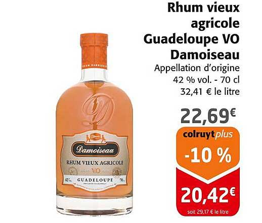 Rhum vieux agricole Guadeloupe VO Damoiseau