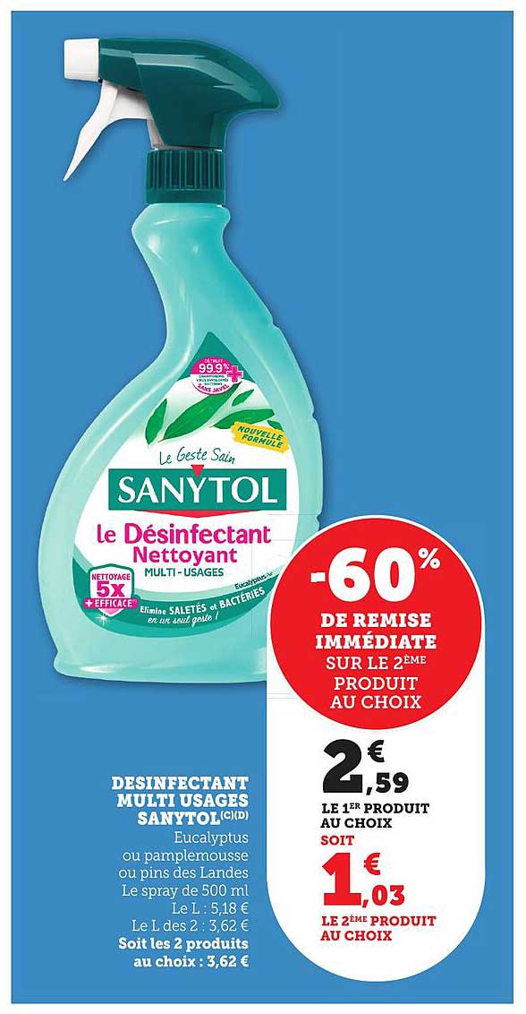 SANYTOL le Désinfectant Nettoyant Multi-Usages