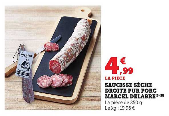 SAUCISSE SÈCHE DROITE PUR PORC MARCEL DELABRE