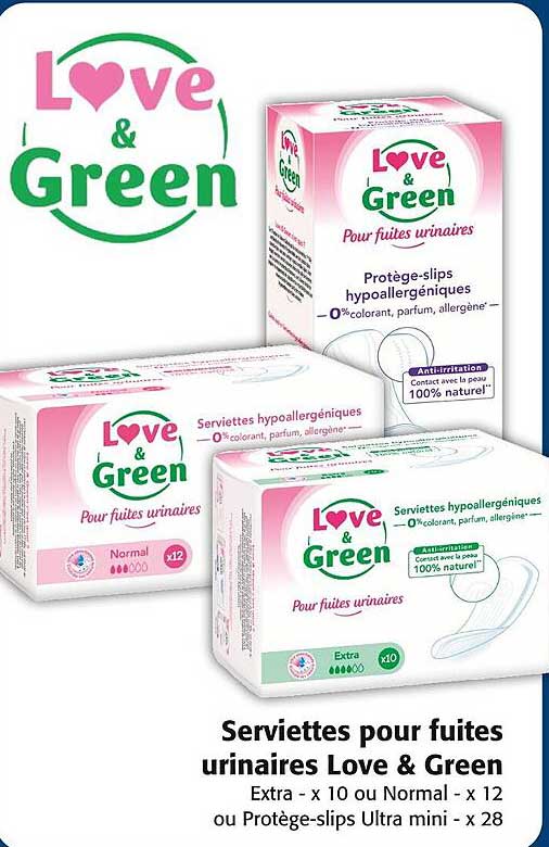 Serviettes pour fuites urinaires Love & Green