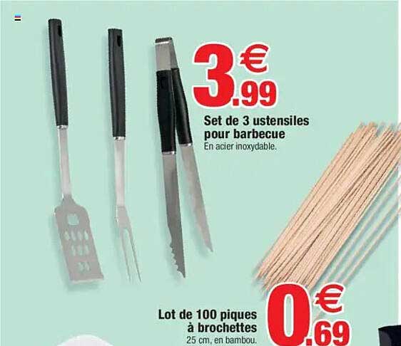 Set de 3 ustensiles pour barbecue