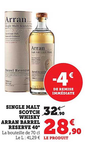 SINGLE MALT SCOTCH WHISKY ARRAN BARREL RESERVE 40°