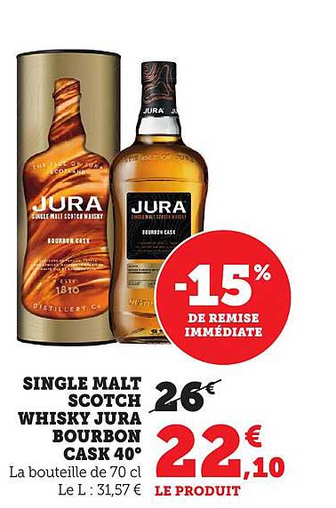 SINGLE MALT SCOTCH WHISKY JURA BOURBON CASK 40°