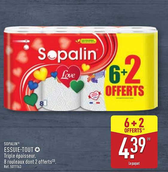 Sopalin Essuie-Tout Triple épaisseur - 6 + 2 Offerts