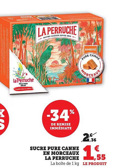 SUCRE PURE CANNE EN MORCEAUX LA PERRUCHE