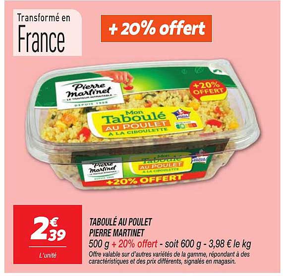 TABOULÉ AU POULET PIERRE MARTINET