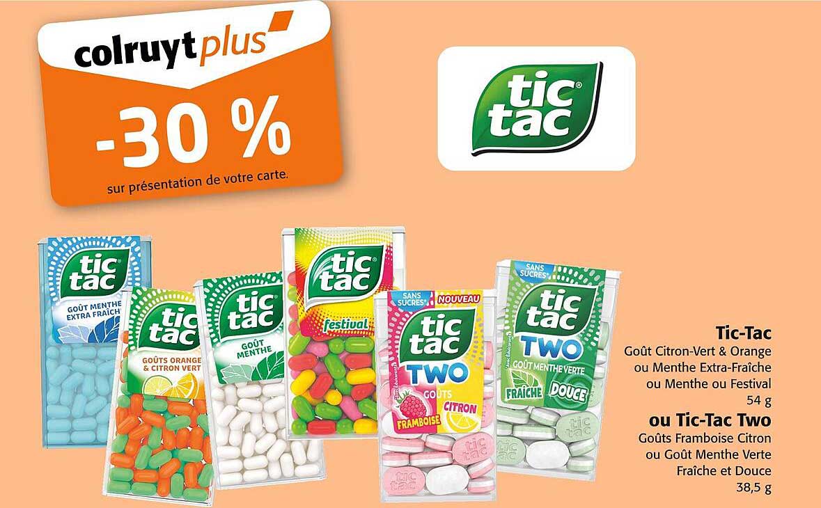 Tic-Tac Goût Citron-Vert & Orange ou Menthe Extra-Fraiche
