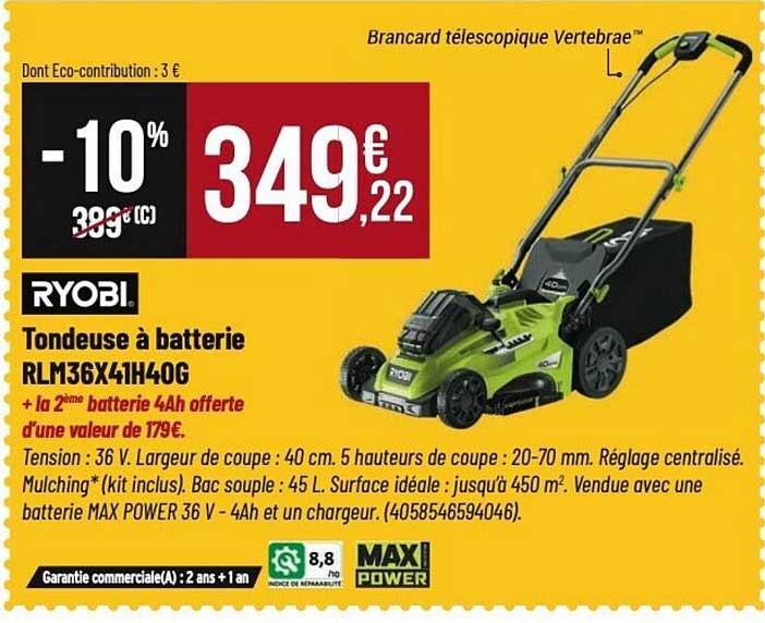 Tondeuse à batterie RLM36X41H40G