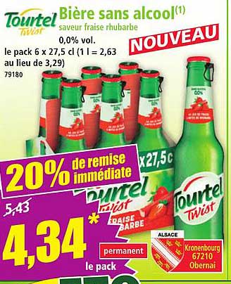 Tourtel Twist - Bière sans alcool saveur fraise rhubarbe