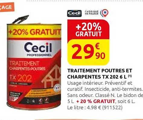 TRAITEMENT POUTRES ET CHARPENTES TX 202 6 L