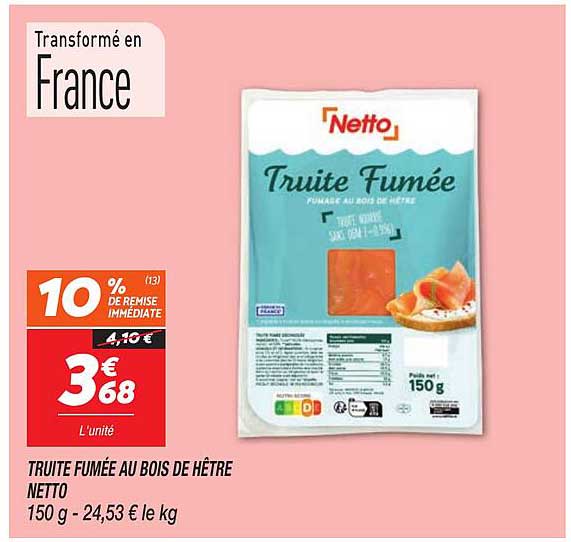 TRUITE FUMÉE AU BOIS DE HÊTRE NETTO