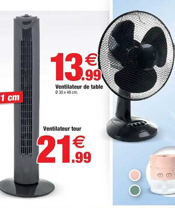 Ventilateur de table Ø 30 x 48 cm.