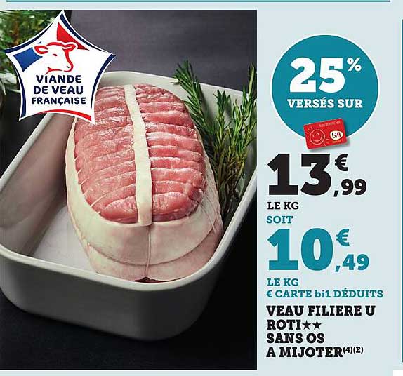 Viande de veau française - 25% versés sur