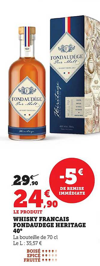 WHISKY FRANCAIS FONDAUDEGE HERITAGE 40°