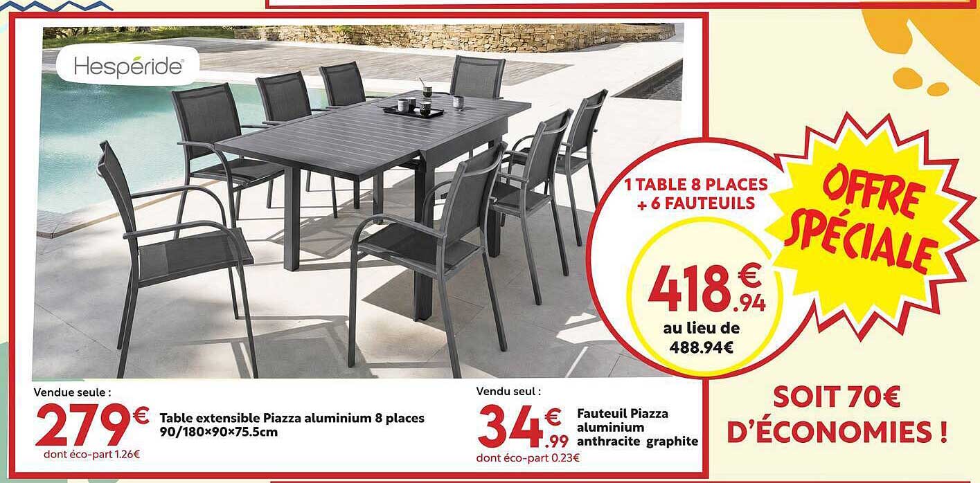 1 TABLE 8 PLACES + 6 FAUTEUILS