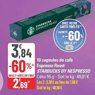 10 capsules de café Espresso Roast STARBUCKS BY NESPRESSO