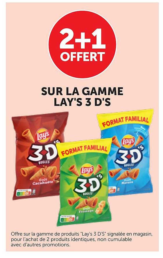 2+1 OFFERT SUR LA GAMME LAY'S 3 D'S