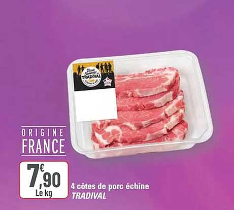 4 côtes de porc échine TRADIVAL