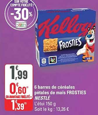 6 barres de céréales pétales de maïs FROSTIES NESTLÉ