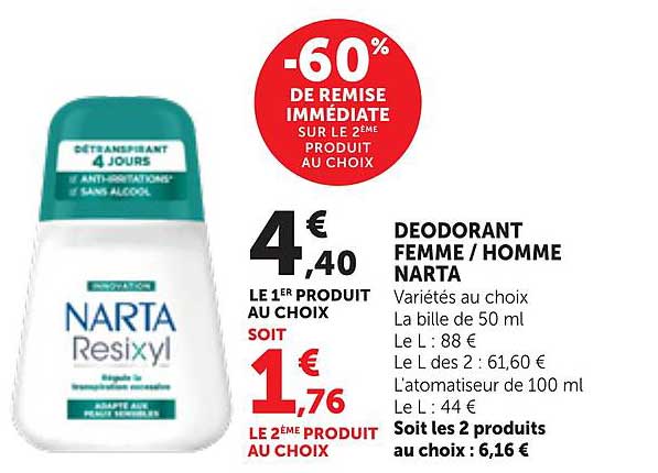-60% DE REMISE IMMÉDIATE SUR LE 2ÈME PRODUIT AU CHOIX