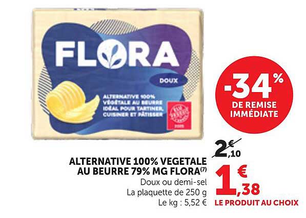 ALTERNATIVE 100% VEGETALE AU BEURRE 79% MG FLORA