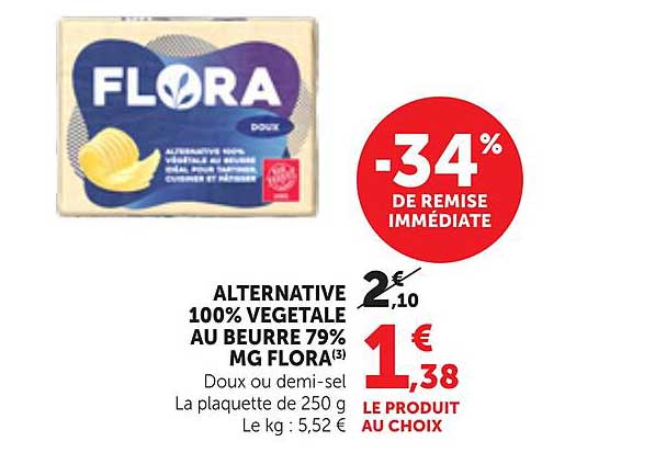 ALTERNATIVE 100% VEGETALE AU BEURRE 79% MG FLORA(3)
