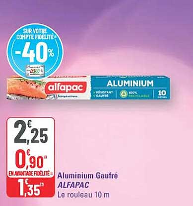 Aluminium Gaufré ALFAPAC Le rouleau 10 m