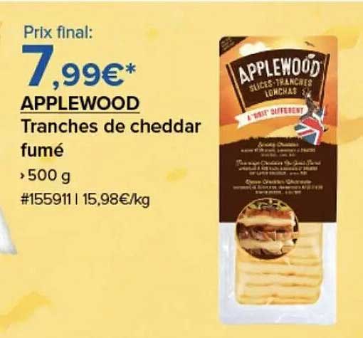 APPLEWOOD Tranches de cheddar fumé