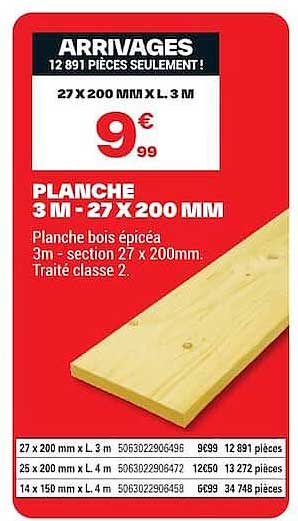 ARRIVAGES 12 891 PIÈCES SEULEMENT! 27 X 200 MM X L. 3 M