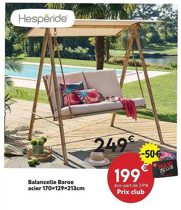 Balancelle Baroe acier 170×129×213cm