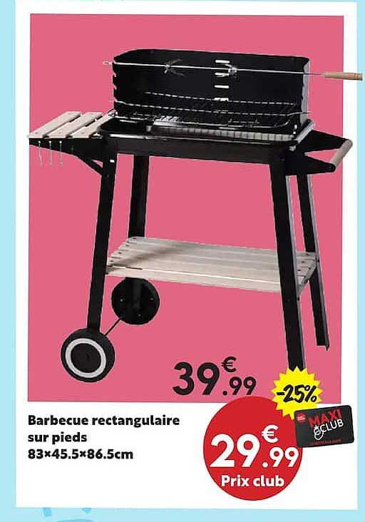 Barbecue rectangulaire sur pieds 83x45.5x86.5cm