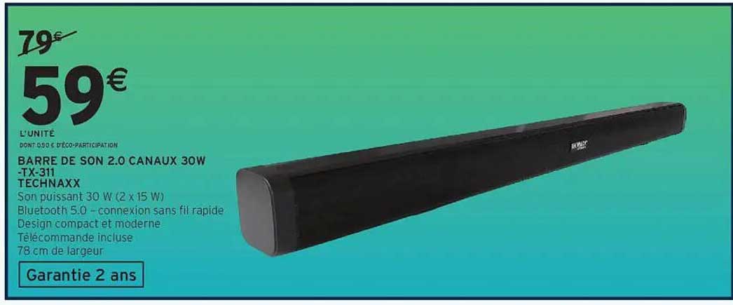 BARRE DE SON 2.0 CANAUX 30W TX-311 TECHNAXX