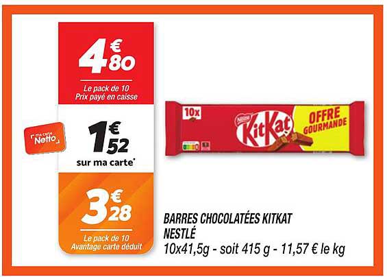 BARRES CHOCOLATÉES KITKAT NESTLÉ