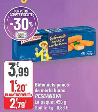 Bâtonnets panés de merlu blanc PESCANOVA
