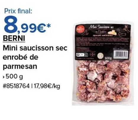 BERNI Mini saucisson sec enrobé de parmesan