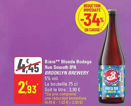 Bière** Blonde Bodega Run Smooth IPA BROOKLYN BREWERY