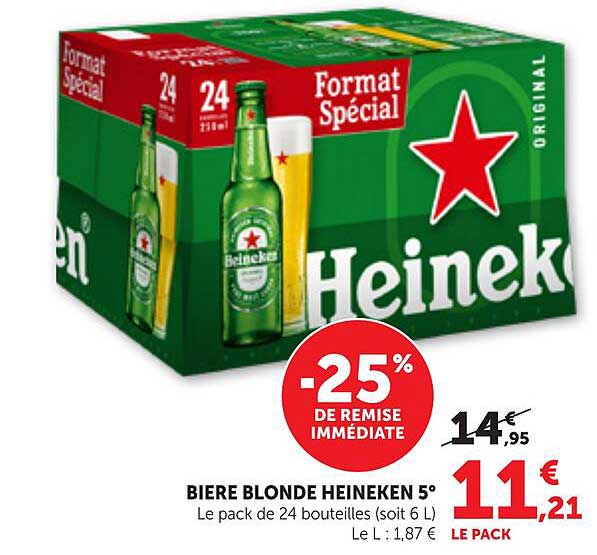 BIERE BLONDE HEINEKEN 5°