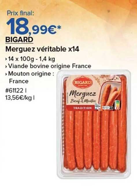 BIGARD Merguez véritable x14