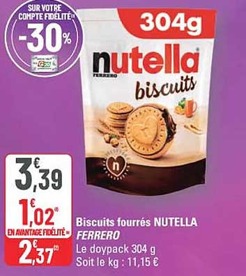 Biscuits fourrés NUTELLA FERRERO