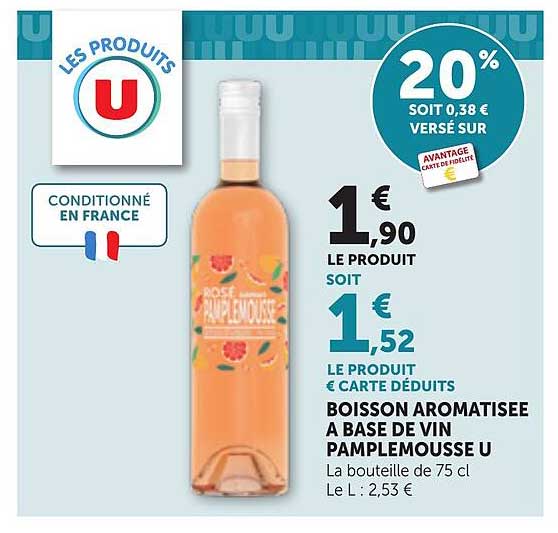 BOISSON AROMATISEE A BASE DE VIN PAMPLEMOUSSE U