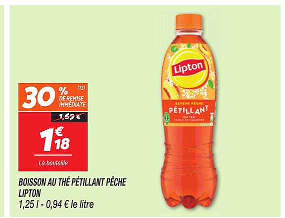 BOISSON AU THÉ PÉTILLANT PÊCHE LIPTON