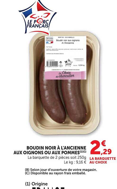 BOUDIN NOIR À L'ANCIENNE AUX OIGNONS OU AUX POMMES (1)(C)