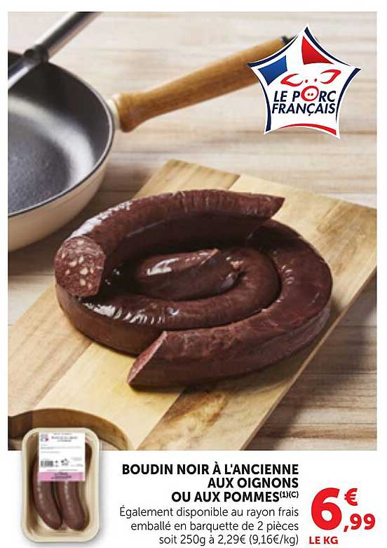 BOUDIN NOIR À L'ANCIENNE AUX OIGNONS OU AUX POMMES (1XC)