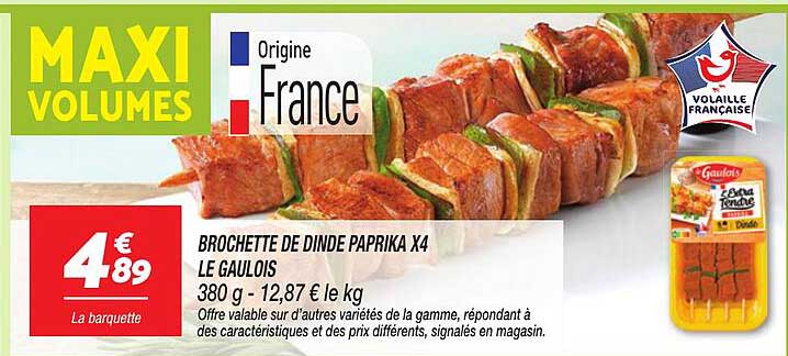 BROCHETTE DE DINDE PAPRIKA X4 LE GAULOIS
