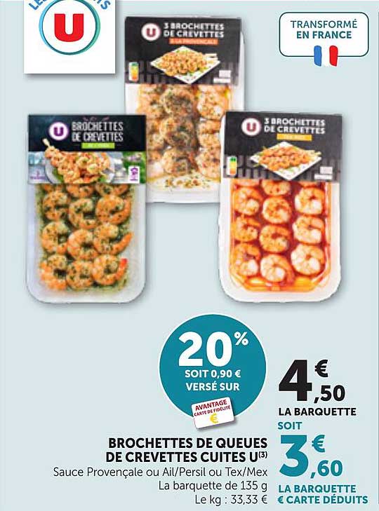 BROCHETTES DE QUEUES DE CREVETTES CUITES U