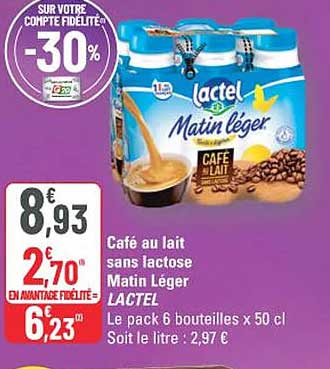 Café au lait sans lactose Matin Léger LACTEL