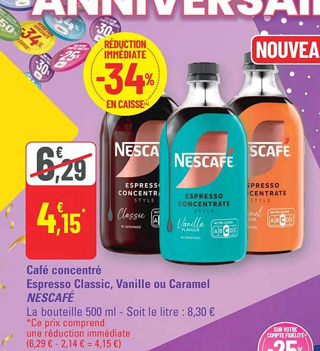 Café concentré Espresso Classic, Vanille ou Caramel NESCAFÉ