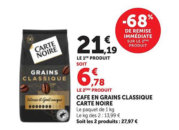 CAFE EN GRAINS CLASSIQUE CARTE NOIRE