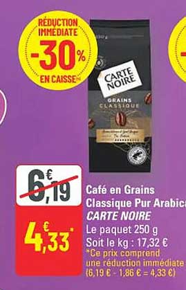 Café en Grains Classique Pur Arabica CARTE NOIRE