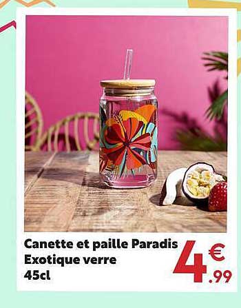 Canette et paille Paradis Exotique verre 45cl